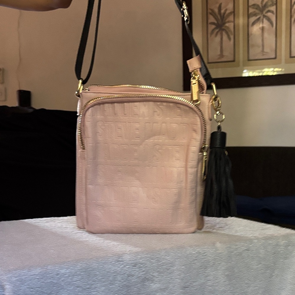 Steve Madden Blush Crossbody Bag with Black Strap